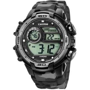 CALYPSO Reloj Modelo de la colección X-TREM, Caja de 51,5 mm Negro con Correa de plástico Gris para Caballero CALYPSO Reloj Modelo de la colección X-TREM, Caja de 51,5 mm Negro con Correa de plástico Gris para Caballero