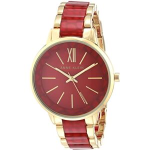 Anne Klein Reloj de Pulsera de Resina para Mujer, Dorado/Rojo Anne Klein Reloj de Pulsera de Resina para Mujer, Dorado/Rojo