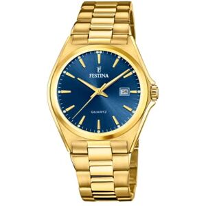 Festina Reloj Hombre Analógico de Acero Inoxidable 316l Dorado Movimiento de Cuarzo Calendario Cristal Mineral de Alta Resistencia Resistente al Agua 5 ATM Festina Reloj Hombre Analógico de Acero Inoxidable 316l Dorado Movimiento de Cuarzo Calendario Cristal Mineral de Alta Resistencia Resistente al Agua 5 ATM