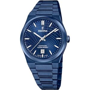 Festina Swiss Made Reloj Hombre Analógico de Acero Inoxidable 316l Azul Movimiento de Cuarzo Calendario Cristal Zafiro de Alta Resistencia Resistente al Agua 10 ATM Rive Collection Festina Swiss Made Reloj Hombre Analógico de Acero Inoxidable 316l Azul Movimiento de Cuarzo Calendario Cristal Zafiro de Alta Resistencia Resistente al Agua 10 ATM Rive Collection