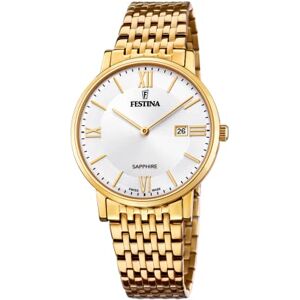 Festina Swiss Made Reloj Hombre Analógico de Acero Inoxidable 316l Dorado Movimiento de Cuarzo Calendario Cristal Zafiro de Alta Resistencia Resistente al Agua 5 ATM Classic Steel Festina Swiss Made Reloj Hombre Analógico de Acero Inoxidable 316l Dorado Movimiento de Cuarzo Calendario Cristal Zafiro de Alta Resistencia Resistente al Agua 5 ATM Classic Steel