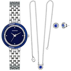 Armitron 75/5796 Set de Reloj Pulsera y Juego de Joyas para Mujer Adornados con Cristales auténticos, Plateado/Azul Armitron 75/5796 Set de Reloj Pulsera y Juego de Joyas para Mujer Adornados con Cristales auténticos, Plateado/Azul