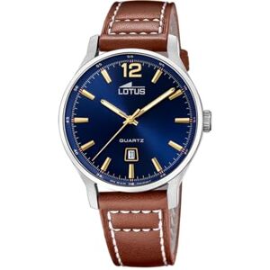 Lotus Reloj Hombre Classic Steel Caja de Acero Inoxidable 316l Plateado Correa de Cuero Marrón Lotus Reloj Hombre Classic Steel Caja de Acero Inoxidable 316l Plateado Correa de Cuero Marrón