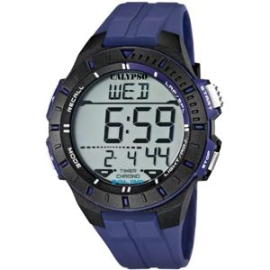 CALYPSO Reloj Digital Hombre de Caucho Azul Reloj Deportivo Hombre Resistente al Agua 10 ATM Fecha y Calendario, Cronógrafo, Doble Horario, Luz, Alarma, 12 y 24 Horas Color Splash CALYPSO Reloj Digital Hombre de Caucho Azul Reloj Deportivo Hombre Resistente al Agua 10 ATM Fecha y Calendario, Cronógrafo, Doble Horario, Luz, Alarma, 12 y 24 Horas Color Splash