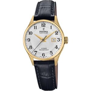 Festina Swiss Made Reloj Mujer Analógico de Cuero Negro Movimiento de Cuarzo Cristal Zafiro Resistente al Agua 10 ATM Elegante, Clásico y Vintage Calendario Classic Leather Festina Swiss Made Reloj Mujer Analógico de Cuero Negro Movimiento de Cuarzo Cristal Zafiro Resistente al Agua 10 ATM Elegante, Clásico y Vintage Calendario Classic Leather