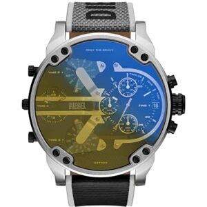 Diesel Mr. Daddy Reloj para Hombre, Movimiento multifunción de cuarzo con correa de piel, sintética o silicona, 57 mm, Gris y tono plata Diesel Mr. Daddy Reloj para Hombre, Movimiento multifunción de cuarzo con correa de piel, sintética o silicona, 57 mm, Gris y tono plata