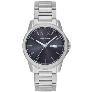 Giorgio Armani Reloj Hombre, Movimiento de Cuarzo de Tres Agujas con Fecha y Caja de 44 mm con Correa de Piel o Acero Inoxidable, Gris Oscuro y Plata Claro Giorgio Armani Reloj Hombre, Movimiento de Cuarzo de Tres Agujas con Fecha y Caja de 44 mm con Correa de Piel o Acero Inoxidable, Gris Oscuro y Plata Claro