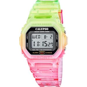 CALYPSO Reloj Digital Hombre y Mujer Unisex de Caucho Rosa Resistente al Agua 5 ATM Fecha y Calendario, Cronógrafo, Doble Horario, Luz, Alarma, 12 y 24 Horas K5874/4 Color Splash CALYPSO Reloj Digital Hombre y Mujer Unisex de Caucho Rosa Resistente al Agua 5 ATM Fecha y Calendario, Cronógrafo, Doble Horario, Luz, Alarma, 12 y 24 Horas K5874/4 Color Splash