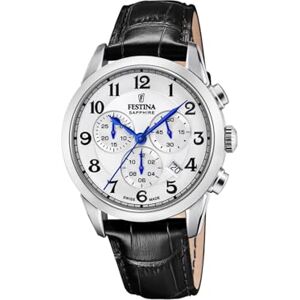 Festina Swiss Made Reloj Hombre Analógico de Cuero Negro Movimiento de Cuarzo Cronógrafo Calendario Cristal Zafiro Resistente Resistente al Agua 10 ATM Elegante Chrono Festina Swiss Made Reloj Hombre Analógico de Cuero Negro Movimiento de Cuarzo Cronógrafo Calendario Cristal Zafiro Resistente Resistente al Agua 10 ATM Elegante Chrono