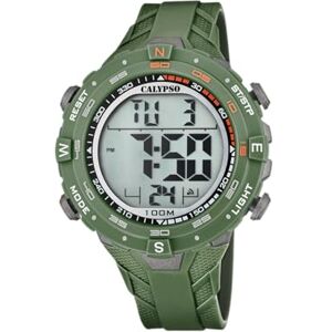 CALYPSO Reloj Digital Hombre de Caucho Verde Resistente al Agua 10 ATM Fecha y Calendario, Cronógrafo, Doble Horario, Luz, Alarma, 12 y 24 Horas Flash Time CALYPSO Reloj Digital Hombre de Caucho Verde Resistente al Agua 10 ATM Fecha y Calendario, Cronógrafo, Doble Horario, Luz, Alarma, 12 y 24 Horas Flash Time