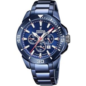 Festina Reloj Hombre Analógico de Acero Inoxidable 316l Azul Movimiento de Cuarzo Cronógrafo Calendario Cristal Mineral Resistente Resistente al Agua 10 ATM Special Editions Festina Reloj Hombre Analógico de Acero Inoxidable 316l Azul Movimiento de Cuarzo Cronógrafo Calendario Cristal Mineral Resistente Resistente al Agua 10 ATM Special Editions