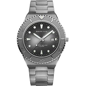 BERING Reloj de Cuarzo para Hombre con Caja de Acero Inoxidable de 43 mm con Acabado Gris, Esfera Gris, Brazalete y Detalles de Acero Inoxidable, Resistencia al Agua de 10 ATM BERING Reloj de Cuarzo para Hombre con Caja de Acero Inoxidable de 43 mm con Acabado Gris, Esfera Gris, Brazalete y Detalles de Acero Inoxidable, Resistencia al Agua de 10 ATM