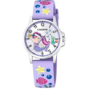 CALYPSO Reloj Niña Analógico de Caucho Morado Movimiento de Cuarzo Reloj Infantil Cristal Mineral de Alta Resistencia Resistente al Agua 5 ATM CALYPSO Reloj Niña Analógico de Caucho Morado Movimiento de Cuarzo Reloj Infantil Cristal Mineral de Alta Resistencia Resistente al Agua 5 ATM
