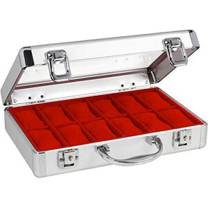 SAFE 265-1 Caja de Almacenamiento de Relojes de aluminio para 12 Relojes Porta Joyas en terciopelo rojo caja de reloj con cerradura, tapa de cristal y cojín de reloj extraíble SAFE 265-1 Caja de Almacenamiento de Relojes de aluminio para 12 Relojes Porta Joyas en terciopelo rojo caja de reloj con cerradura, tapa de cristal y cojín de reloj extraíble