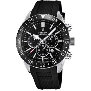 Festina Reloj Hombre Analógico de Caucho Negro Movimiento de Cuarzo Cronógrafo Calendario Cristal Zafiro de Alta Resistencia Resistente al Agua 10 ATM Ceramic Festina Reloj Hombre Analógico de Caucho Negro Movimiento de Cuarzo Cronógrafo Calendario Cristal Zafiro de Alta Resistencia Resistente al Agua 10 ATM Ceramic
