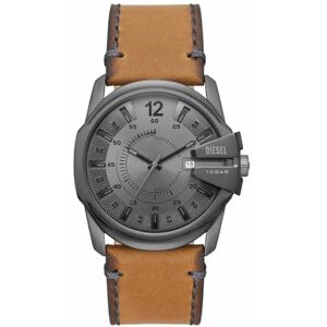 Diesel Reloj Master Chief Series para Hombre, movimiento de fecha a tres agujas con correa de acero inoxidable o piel, Marrón claro y gris oscuro, 43 mm Diesel Reloj Master Chief Series para Hombre, movimiento de fecha a tres agujas con correa de acero inoxidable o piel, Marrón claro y gris oscuro, 43 mm