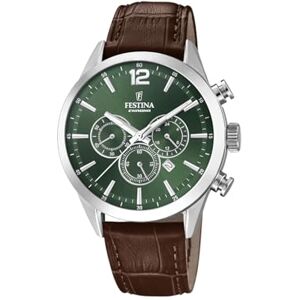 Festina Reloj Hombre Analógico de Cuero Marrón Movimiento de Cuarzo Cronógrafo Calendario Cristal Mineral de Alta Resistencia Resistente al Agua 5 ATM Elegante F20542/8 Timeless Chronograph Festina Reloj Hombre Analógico de Cuero Marrón Movimiento de Cuarzo Cronógrafo Calendario Cristal Mineral de Alta Resistencia Resistente al Agua 5 ATM Elegante F20542/8 Timeless Chronograph