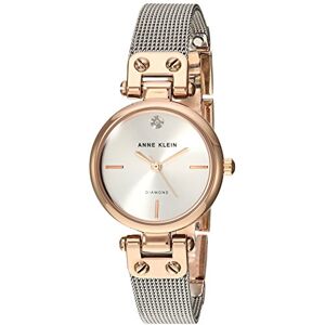 Anne Klein Reloj de Pulsera de Malla para Mujer, Esfera de Diamante auténtico, Malla en Tono Dorado, Plateado/Oro Rosa Anne Klein Reloj de Pulsera de Malla para Mujer, Esfera de Diamante auténtico, Malla en Tono Dorado, Plateado/Oro Rosa