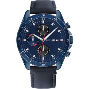 Tommy Hilfiger Reloj Analógico de Cuarzo Multifunción para Hombre con Correa de Cuero Azul Tommy Hilfiger Reloj Analógico de Cuarzo Multifunción para Hombre con Correa de Cuero Azul