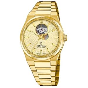Festina Swiss Made Reloj Automático Hombre de Acero Inoxidable 316l Dorado Reloj Analógico Hombre Cristal Zafiro de Alta Resistencia Resistente al Agua 10 ATM Automatic Festina Swiss Made Reloj Automático Hombre de Acero Inoxidable 316l Dorado Reloj Analógico Hombre Cristal Zafiro de Alta Resistencia Resistente al Agua 10 ATM Automatic