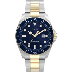 Timex Trend Reloj para Hombre de 42 mm, Correa de Acero Inoxidable en Dos Tonos, Esfera Azul, Caja en Tono Plateado Timex Trend Reloj para Hombre de 42 mm, Correa de Acero Inoxidable en Dos Tonos, Esfera Azul, Caja en Tono Plateado