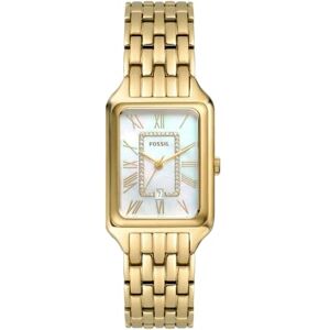Fossil Reloj Raquel para Mujer, Movimiento de Cuarzo de Tres Agujas con Correa de Acero Inoxidable, Tono Oro y Blanco Perla, 26 mm Fossil Reloj Raquel para Mujer, Movimiento de Cuarzo de Tres Agujas con Correa de Acero Inoxidable, Tono Oro y Blanco Perla, 26 mm