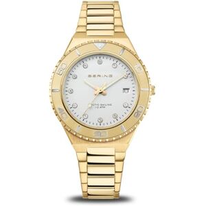 BERING Reloj de Cuarzo para Mujer con Caja de Acero Inoxidable de 36 mm con Acabado Dorado, Esfera Blanca, Brazalete y Detalles de Acero Inoxidable, Resistencia al Agua de 10 ATM BERING Reloj de Cuarzo para Mujer con Caja de Acero Inoxidable de 36 mm con Acabado Dorado, Esfera Blanca, Brazalete y Detalles de Acero Inoxidable, Resistencia al Agua de 10 ATM