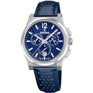 Festina Swiss Made Reloj Hombre Analógico de Cuero Azul Movimiento de Cuarzo Cronógrafo Calendario Cristal Zafiro Resistente Resistente al Agua 10 ATM Elegante F20060/2 Rive Collection Festina Swiss Made Reloj Hombre Analógico de Cuero Azul Movimiento de Cuarzo Cronógrafo Calendario Cristal Zafiro Resistente Resistente al Agua 10 ATM Elegante F20060/2 Rive Collection