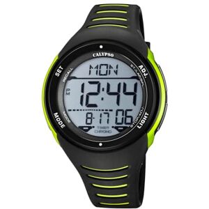 CALYPSO Reloj Digital Hombre de Caucho Negro Resistente al Agua 10 ATM Fecha y Calendario, Cronógrafo, Doble Horario, Luz, Alarma, 12 y 24 Horas Flash Time CALYPSO Reloj Digital Hombre de Caucho Negro Resistente al Agua 10 ATM Fecha y Calendario, Cronógrafo, Doble Horario, Luz, Alarma, 12 y 24 Horas Flash Time