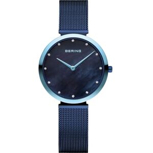 BERING Reloj de Cuarzo para Mujer con Caja de Acero Inoxidable de 32 mm con Acabado Azul y Esfera Azul, Correa milanesa, Cristal de Zafiro y Resistencia al Agua de 3 ATM BERING Reloj de Cuarzo para Mujer con Caja de Acero Inoxidable de 32 mm con Acabado Azul y Esfera Azul, Correa milanesa, Cristal de Zafiro y Resistencia al Agua de 3 ATM