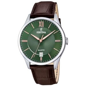 Festina Reloj Hombre Analógico de Cuero Marrón Movimiento de Cuarzo Calendario Cristal Mineral de Alta Resistencia Resistente al Agua 5 ATM Elegante y Clásico F20426/8 Festina Reloj Hombre Analógico de Cuero Marrón Movimiento de Cuarzo Calendario Cristal Mineral de Alta Resistencia Resistente al Agua 5 ATM Elegante y Clásico F20426/8