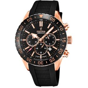 Festina Reloj Hombre Analógico de Caucho Negro Movimiento de Cuarzo Cronógrafo Calendario Cristal Zafiro de Alta Resistencia Resistente al Agua 10 ATM Ceramic Festina Reloj Hombre Analógico de Caucho Negro Movimiento de Cuarzo Cronógrafo Calendario Cristal Zafiro de Alta Resistencia Resistente al Agua 10 ATM Ceramic