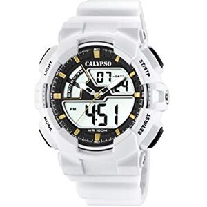 CALYPSO Reloj Modelo de la colección Digital FOR Man, Caja de 50 mm Negro con Correa de Caucho Blanco para Caballero CALYPSO Reloj Modelo de la colección Digital FOR Man, Caja de 50 mm Negro con Correa de Caucho Blanco para Caballero