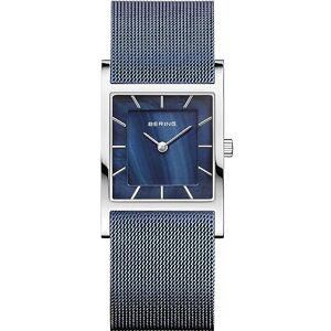 BERING Reloj de cuarzo para mujer con caja de acero inoxidable plateado de 26 mm y esfera azul, correa milanesa, cristal de zafiro y resistencia al agua de 5 ATM BERING Reloj de cuarzo para mujer con caja de acero inoxidable plateado de 26 mm y esfera azul, correa milanesa, cristal de zafiro y resistencia al agua de 5 ATM