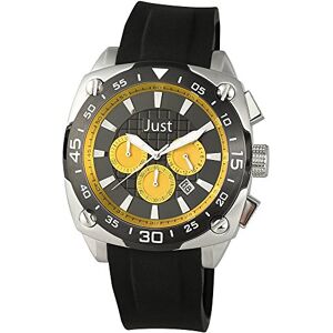 JUST WATCH es Reloj analógico de Cuarzo para Hombre, Correa de Goma Color Negro (cronómetro) JUST WATCH es Reloj analógico de Cuarzo para Hombre, Correa de Goma Color Negro (cronómetro)