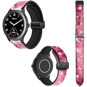 Cokitec Correa de reloj de 22 mm de silicona y piel auténtica. Diamante rosa Cokitec Correa de reloj de 22 mm de silicona y piel auténtica. Diamante rosa