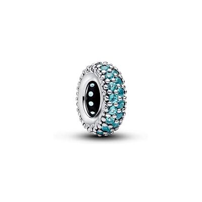 PANDORA Abstract Sterling Silver Spacer with Icy Blue Crystal PANDORA Abstract Sterling Silver Spacer with Icy Blue Crystal