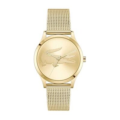 Lacoste Reloj con Movimiento de Cuarzo de Tres Manecillas para Mujer Colección CROCODELLE con Correa de Malla de Acero Inoxidable de Color Dorado Lacoste Reloj con Movimiento de Cuarzo de Tres Manecillas para Mujer Colección CROCODELLE con Correa de Malla de Acero Inoxidable de Color Dorado