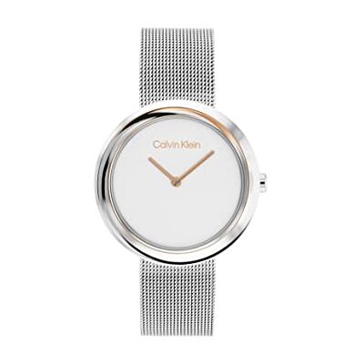 Calvin Reloj Analógico de Cuarzo para mujer Colección TWISTED BEZEL Collection con Correa de Acero Inoxidable en Malla o de Cuero Calvin Reloj Analógico de Cuarzo para mujer Colección TWISTED BEZEL Collection con Correa de Acero Inoxidable en Malla o de Cuero