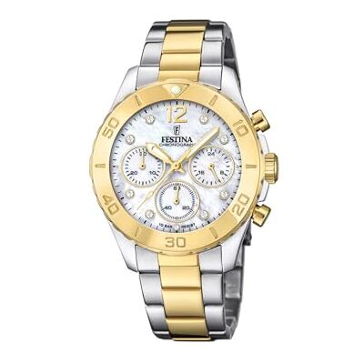 Festina Reloj Mujer Analógico de Acero Inoxidable 316l Multi Movimiento de Cuarzo Cronógrafo Cristal Mineral de Alta Resistencia Resistente al Agua 10 ATM Boyfriend Collection Festina Reloj Mujer Analógico de Acero Inoxidable 316l Multi Movimiento de Cuarzo Cronógrafo Cristal Mineral de Alta Resistencia Resistente al Agua 10 ATM Boyfriend Collection