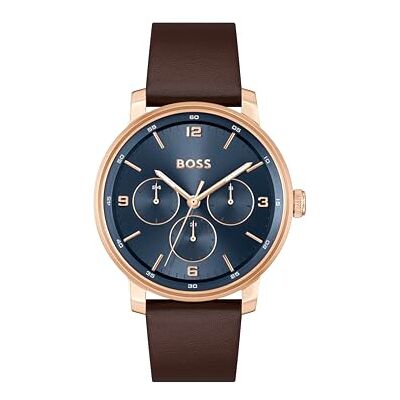 Boss Reloj Analógico de Cuarzo Multifunción para Hombre Colección Contender con Correa de Cuero Marrón Boss Reloj Analógico de Cuarzo Multifunción para Hombre Colección Contender con Correa de Cuero Marrón