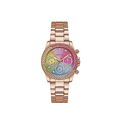 GUESS Reloj de Cuarzo para Mujer con Esfera analógica Rosa y Correa de Oro Rosa GUESS Reloj de Cuarzo para Mujer con Esfera analógica Rosa y Correa de Oro Rosa