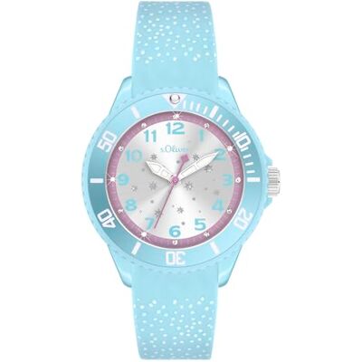 s.Oliver Reloj Infantil Redondo, Azul, 38 mm, de plástico con Mecanismo de Cuarzo en la Correa de Silicona con Hebilla, Reloj analógico de Pulsera, Resistente al Agua 5 ATM, Resistente a los arañazos s.Oliver Reloj Infantil Redondo, Azul, 38 mm, de plástico con Mecanismo de Cuarzo en la Correa de Silicona con Hebilla, Reloj analógico de Pulsera, Resistente al Agua 5 ATM, Resistente a los arañazos