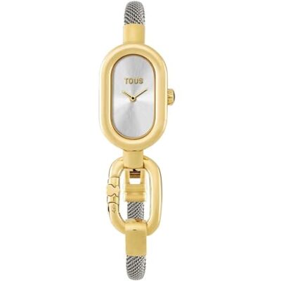 TOUS Reloj analógico con Brazalete de Acero y Caja de Acero IPG Dorado, Colección Hold Oval TOUS Reloj analógico con Brazalete de Acero y Caja de Acero IPG Dorado, Colección Hold Oval