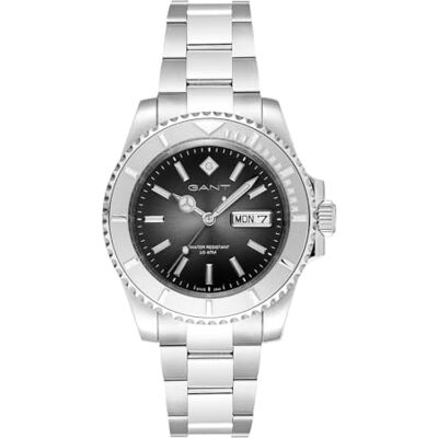 GANT Reloj de Hombre Watertown de Acero Inoxidable Plateado, 41 mm, Esfera Negra Sunray, Mecanismo de Cuarzo japonés, Resistente al Agua 10 ATM, Cristal Mineral GANT Reloj de Hombre Watertown de Acero Inoxidable Plateado, 41 mm, Esfera Negra Sunray, Mecanismo de Cuarzo japonés, Resistente al Agua 10 ATM, Cristal Mineral