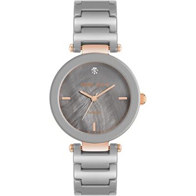 Anne Klein Reloj de Pulsera de cerámica con Esfera de Diamantes genuinos para Mujer, Color Topo/Oro Rosa Anne Klein Reloj de Pulsera de cerámica con Esfera de Diamantes genuinos para Mujer, Color Topo/Oro Rosa