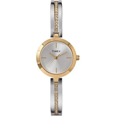 Timex Main Street Reloj para Mujer, Pulsera de aleación Bicolor, Esfera Plateada, Caja Dorada, 25 mm, Timex Main Street Reloj para Mujer, Pulsera de aleación Bicolor, Esfera Plateada, Caja Dorada, 25 mm,