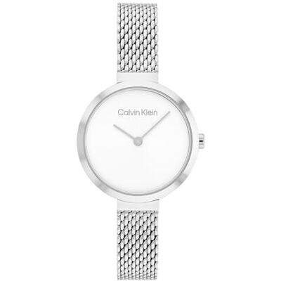 Calvin Reloj Analógico de Cuarzo para Mujer Colección Minimalistic T Bar 28MM Mesh con Correa de Malla de Acero Inoxidable Plateada Calvin Reloj Analógico de Cuarzo para Mujer Colección Minimalistic T Bar 28MM Mesh con Correa de Malla de Acero Inoxidable Plateada