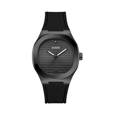 GUESS Headline Reloj de Pulsera analógico para Hombre, Cuarzo, Acero Inoxidable, 42 mm, Correa de Silicona, Color Azul, 3 Bares, Color Negro GUESS Headline Reloj de Pulsera analógico para Hombre, Cuarzo, Acero Inoxidable, 42 mm, Correa de Silicona, Color Azul, 3 Bares, Color Negro