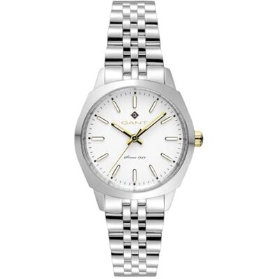 GANT Reloj de Mujer Lauderdale de Acero Inoxidable Plateado, Esfera Blanca, Movimiento de Cuarzo japonés, Cristal Mineral, 32 mm, 5 ATM GANT Reloj de Mujer Lauderdale de Acero Inoxidable Plateado, Esfera Blanca, Movimiento de Cuarzo japonés, Cristal Mineral, 32 mm, 5 ATM